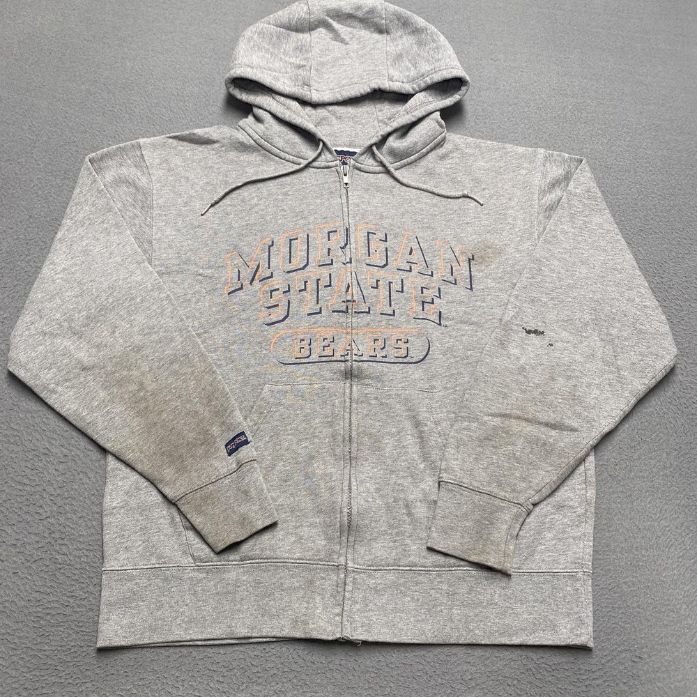 Morgan State Bears Hoodie Mens Medium‎ Gray Full Zip Sweatshirt JanSport Stains